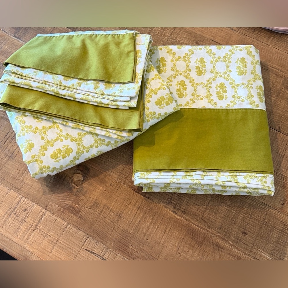 COMPLETE SET! Vintage Cannon 1970’s Sheets. Full Size. Avocado Green - Picture 2 of 12